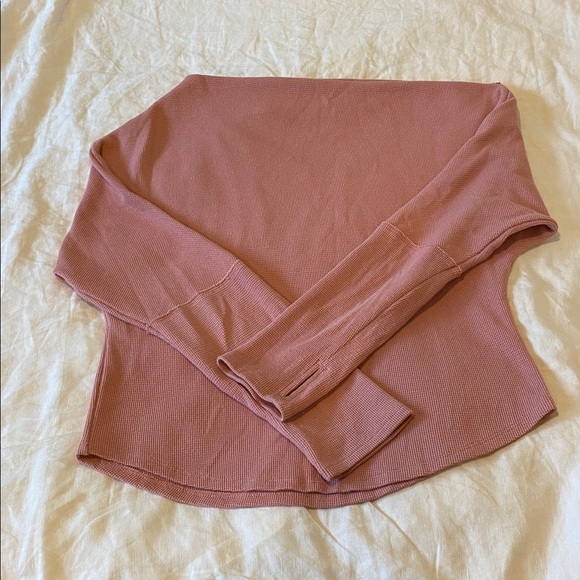 We The Free Fuji Off The Shoulder Thermal Top. Size Medium. Pink. Free People. - Picture 5 of 12